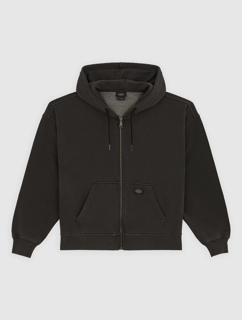 Load image into Gallery viewer, Dickies Women's Sutcliffe Cropped Zipped Hoodie Black DK0A8CDJBLK1
