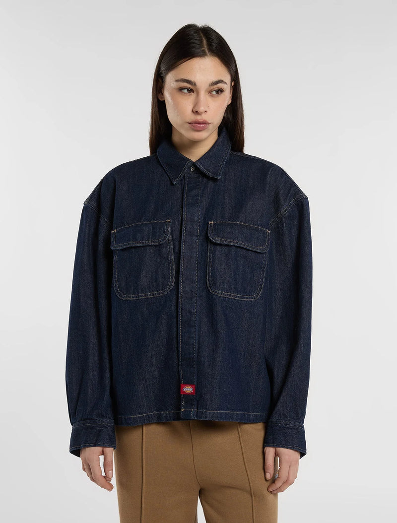 Load image into Gallery viewer, Dickies Women's Mechanic Denim Shirt Rinsed DK0A8CJCRIN
