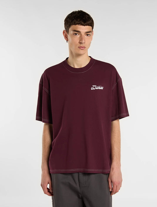 Dickies Men's Cornville Medium Weight T-Shirt Maroon DK0A8D3IMR01