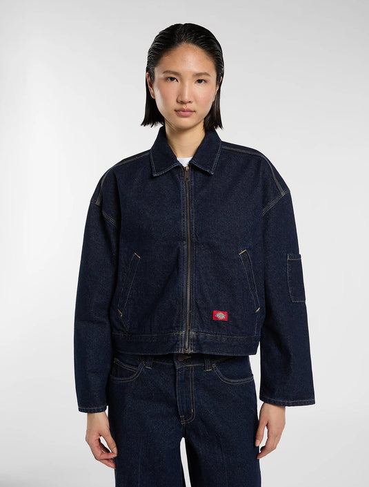 Dickies Women's Edgewood Unlined Denim Jacket Rinsed DK0A8D9IRIN1