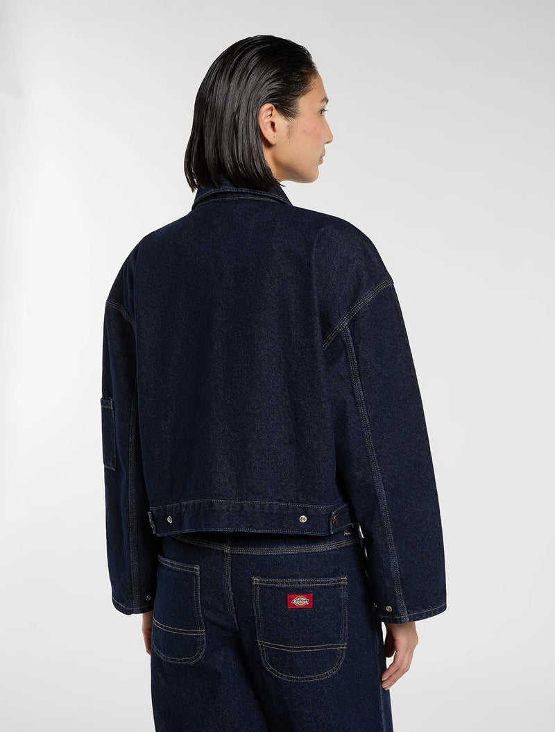 Load image into Gallery viewer, Dickies Women's Edgewood Unlined Denim Jacket Rinsed DK0A8D9IRIN1

