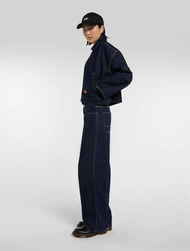 Load image into Gallery viewer, Dickies Women's Edgewood Unlined Denim Jacket Rinsed DK0A8D9IRIN1
