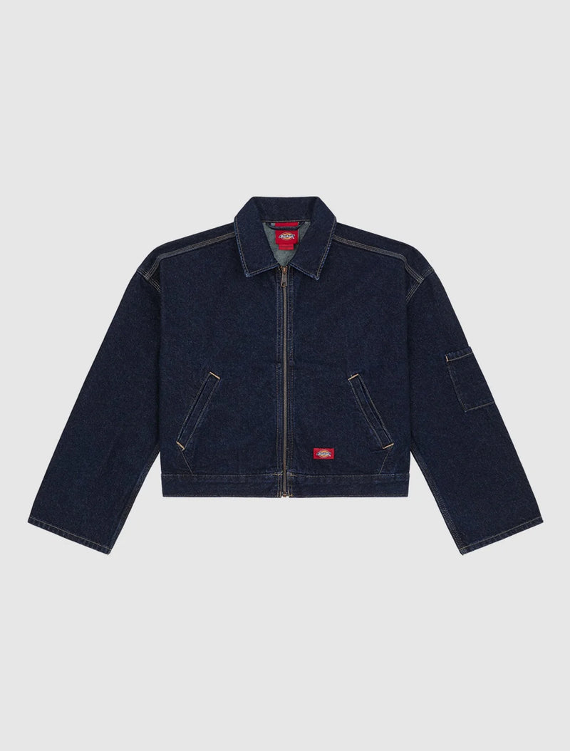 Load image into Gallery viewer, Dickies Women's Edgewood Unlined Denim Jacket Rinsed DK0A8D9IRIN1
