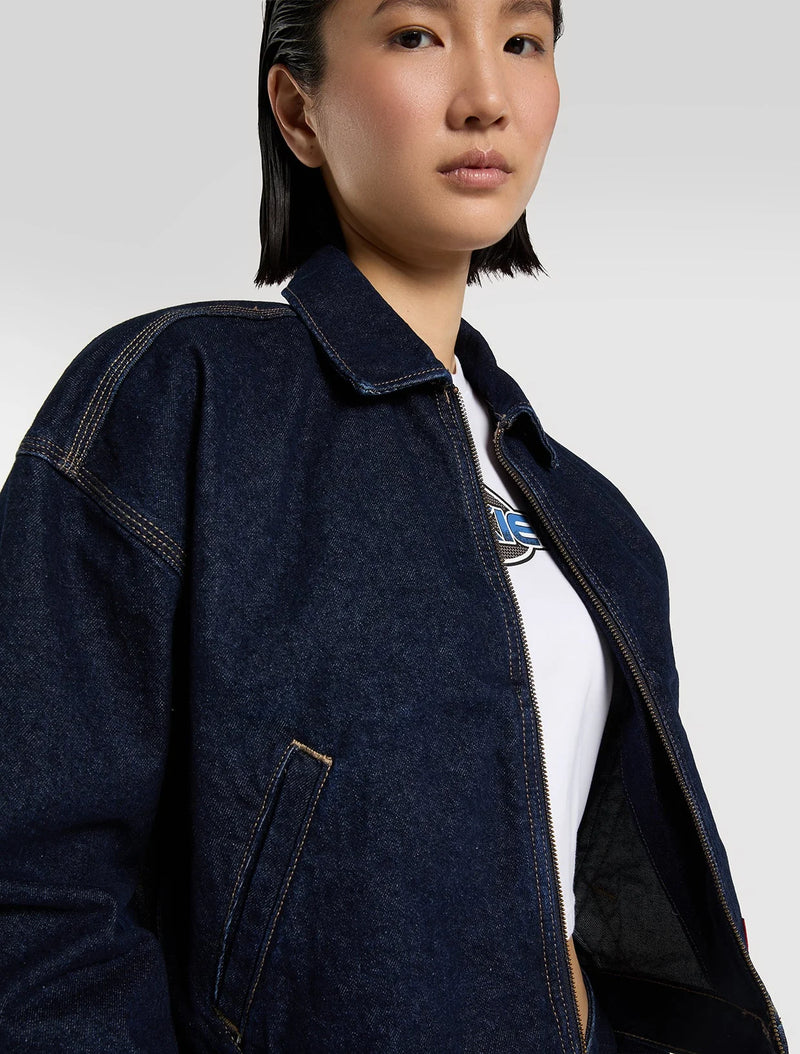 Load image into Gallery viewer, Dickies Women's Edgewood Unlined Denim Jacket Rinsed DK0A8D9IRIN1
