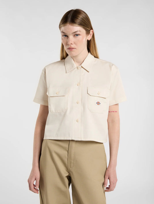 Dickies Women's Cropped Short Sleeve Work Shirt Whitecap DKDFS573F901