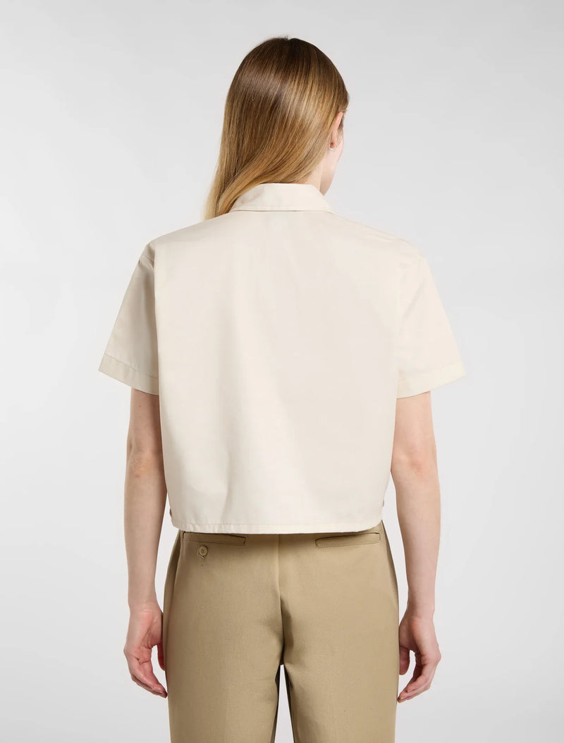 Load image into Gallery viewer, Dickies Women's Cropped Short Sleeve Work Shirt Whitecap DKDFS573F901
