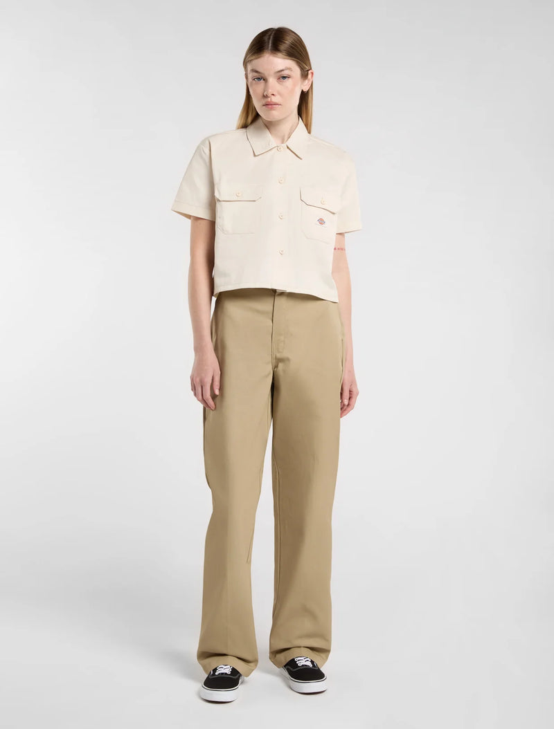 Load image into Gallery viewer, Dickies Women's Cropped Short Sleeve Work Shirt Whitecap DKDFS573F901
