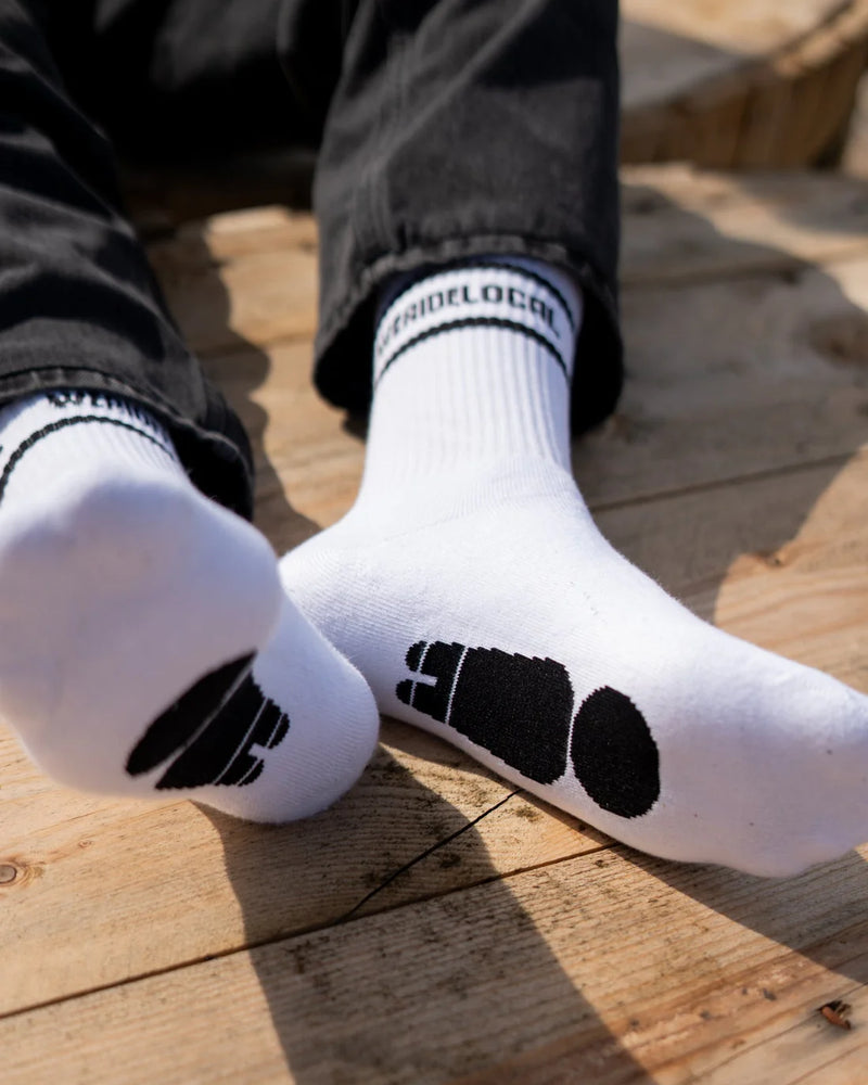 Load image into Gallery viewer, We Ride Local Unisex Division Socks White SDW_SS26
