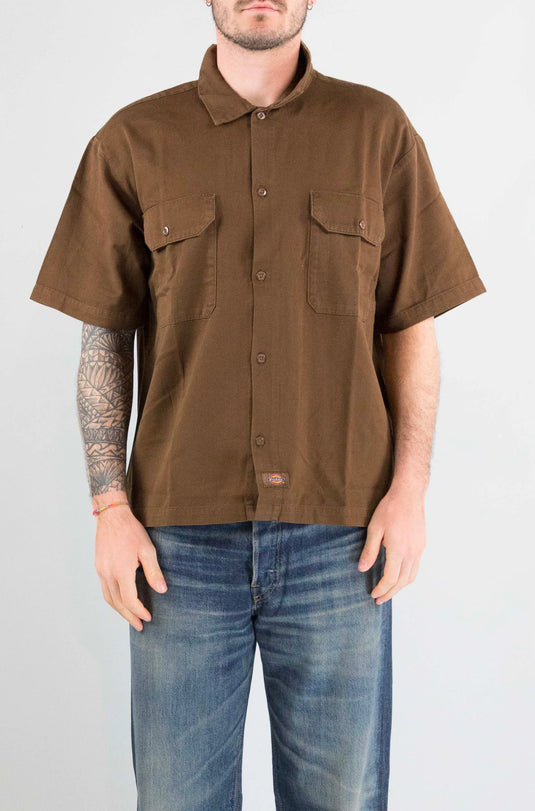 Dickies Men's 247 Gd Work Short Sleeve Shirt Timber Brown DK0A88N90TB
