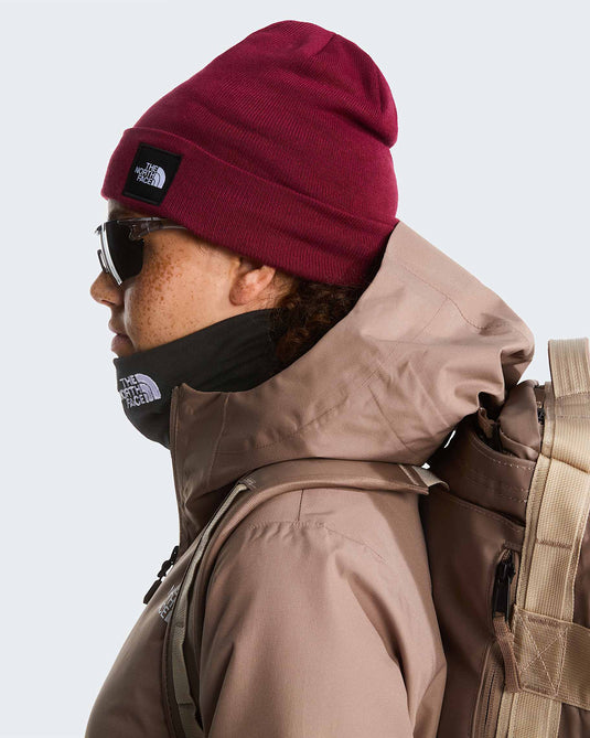 The North Face Unisex Dock Worker Recycled Beanie Burgundy Crush NF0A8HMGMVO