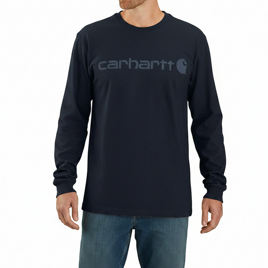 Carhartt Men's Dearborn Relaxed Long Sleeve Logo T-shirt Navy/Dark Blue 104107-I27