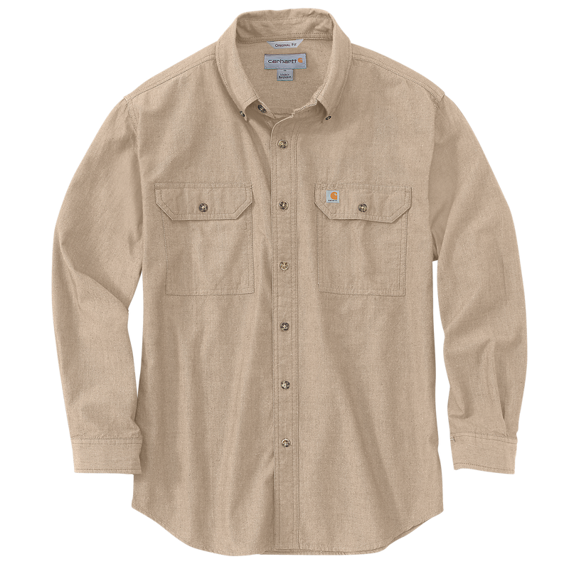 Load image into Gallery viewer, Carhartt Men's Fort Loose Long Sleeve Shirt Dark Tan Chambray 104368-256
