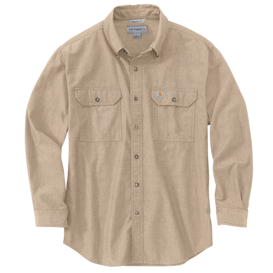 Carhartt Men's Fort Loose Long Sleeve Shirt Dark Tan Chambray 104368-256