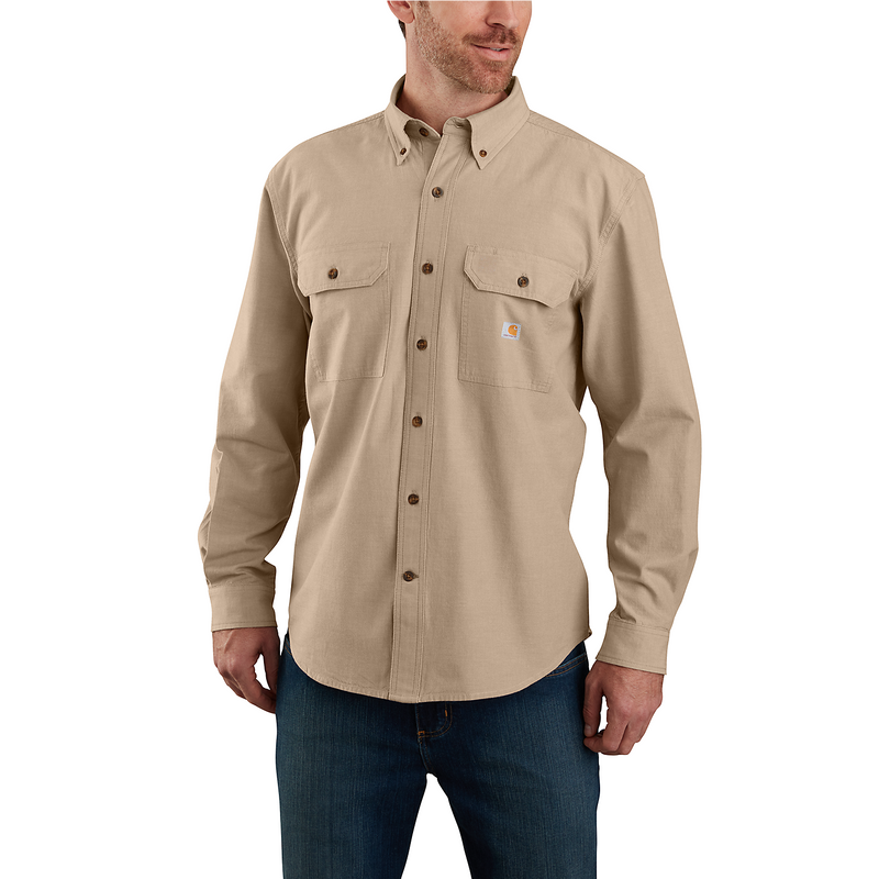 Load image into Gallery viewer, Carhartt Men's Fort Loose Long Sleeve Shirt Dark Tan Chambray 104368-256
