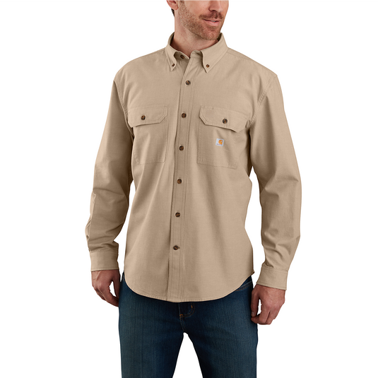 Carhartt Men's Fort Loose Long Sleeve Shirt Dark Tan Chambray 104368-256