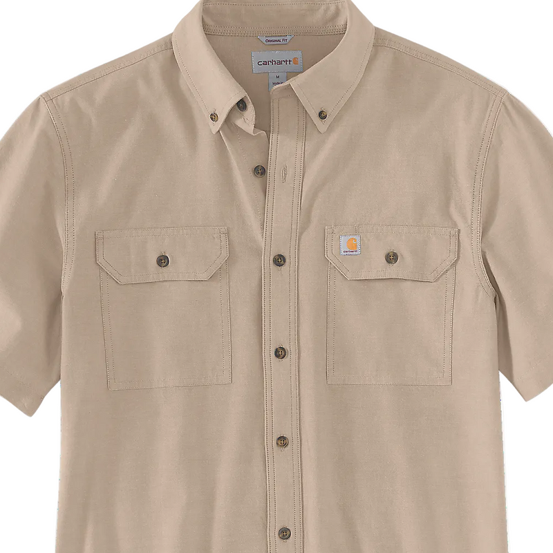 Load image into Gallery viewer, Carhartt Men's Fort Loose Short Sleeve Shirt Dark Tan Chambray 104369-256
