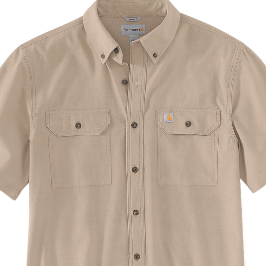 Carhartt Men's Fort Loose Short Sleeve Shirt Dark Tan Chambray 104369-256