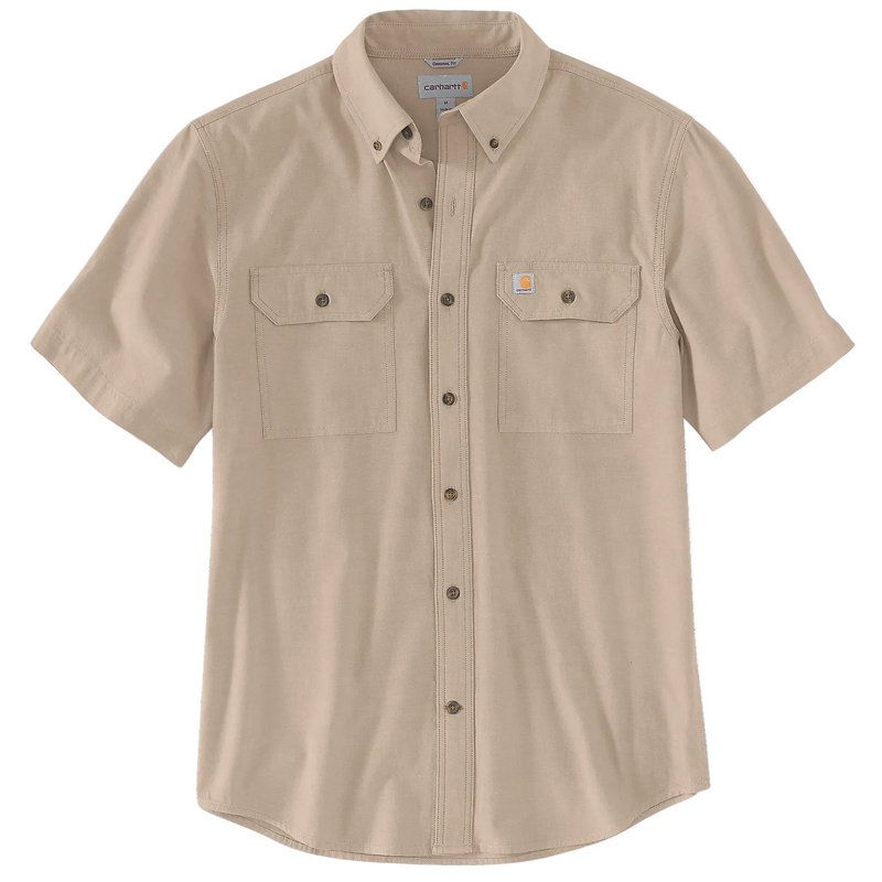 Load image into Gallery viewer, Carhartt Men's Fort Loose Short Sleeve Shirt Dark Tan Chambray 104369-256
