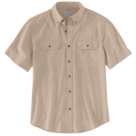 Carhartt Men's Fort Loose Short Sleeve Shirt Dark Tan Chambray 104369-256