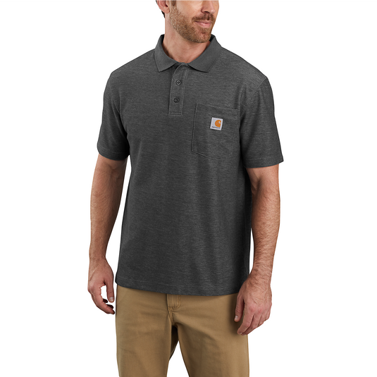 Carhartt Men's Loose Fit Midweight Pocket Polo T-Shirt Carbon Heather 106685-CRH