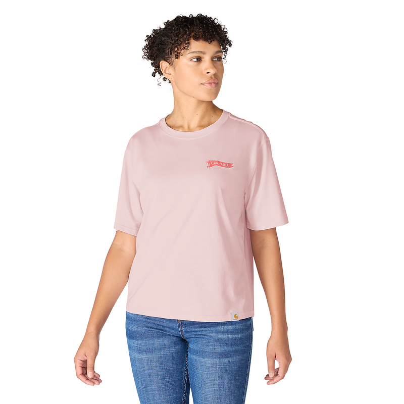Load image into Gallery viewer, Carhartt Women's TENCEL™ Fiber Series Loose Pennant Flag T-Shirt New Rose 107387-P74

