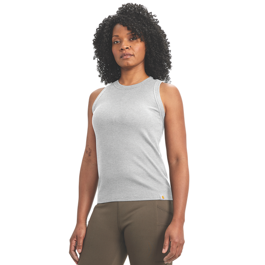 Carhartt Women's TENCEL™ Fiber Series Fitted Ribbed Tank Top Heather Gray 107481-HGY