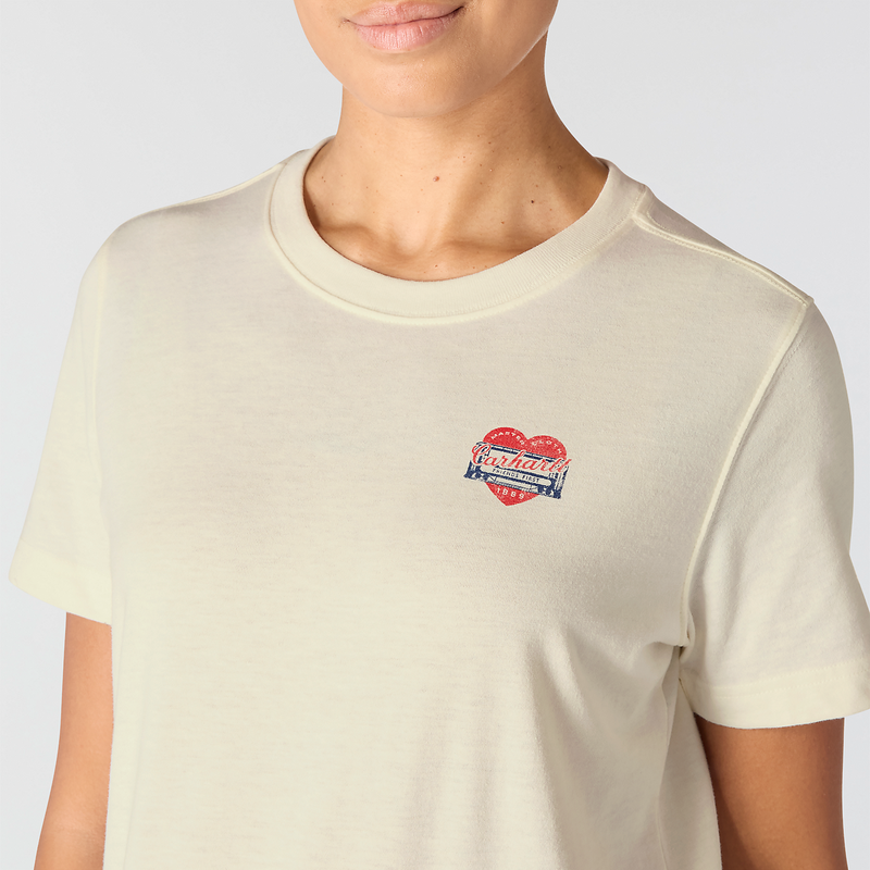 Load image into Gallery viewer, Carhartt Women's Irvine Relaxed Heritage Heart T-Shirt Eggshell 107534-W39
