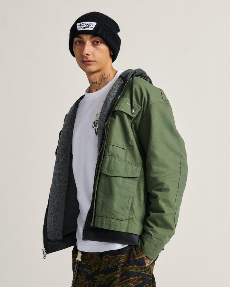 Load image into Gallery viewer, Vans Men&#39;s Skate Military Overshirt by Atiba Jefferson Pine Forest Green VN000R38EN61
