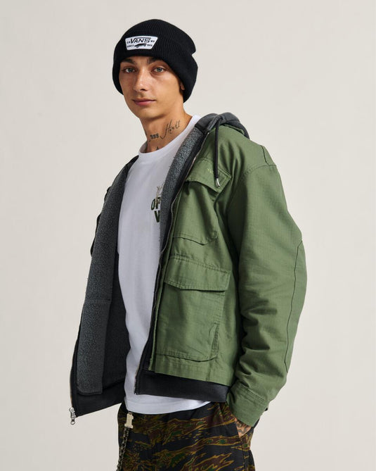 Vans Men's Skate Military Overshirt by Atiba Jefferson Pine Forest Green VN000R38EN61