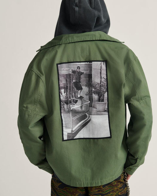 Vans Men's Skate Military Overshirt by Atiba Jefferson Pine Forest Green VN000R38EN61