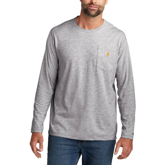 Carhartt Men's Loose Fit Heavyweight Long-Sleeve Pocket T-shirt Heather Grey K126-HGY