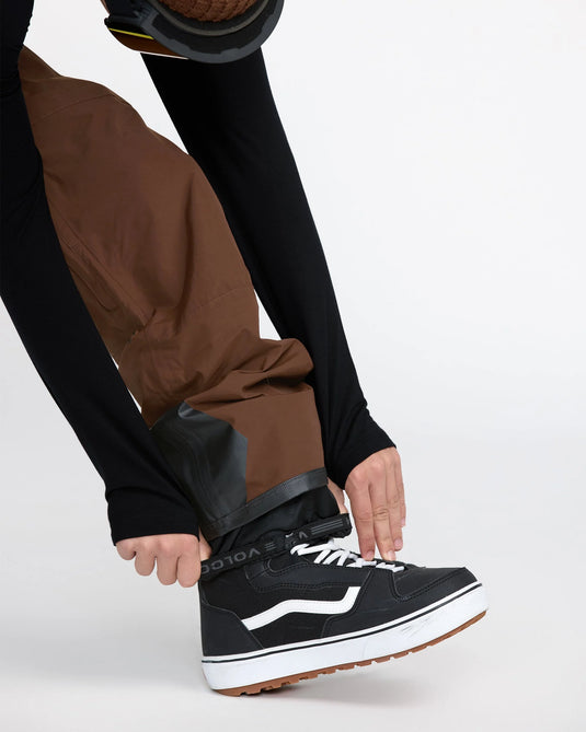 Volcom Men's Rain Gore-Tex Bib Overall Snow Pants Brown G1352604-BRN