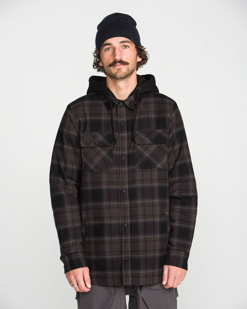 Load image into Gallery viewer, Volcom Men's Enson Insulated Riding Flannel Jacket Black G1652650-BLK
