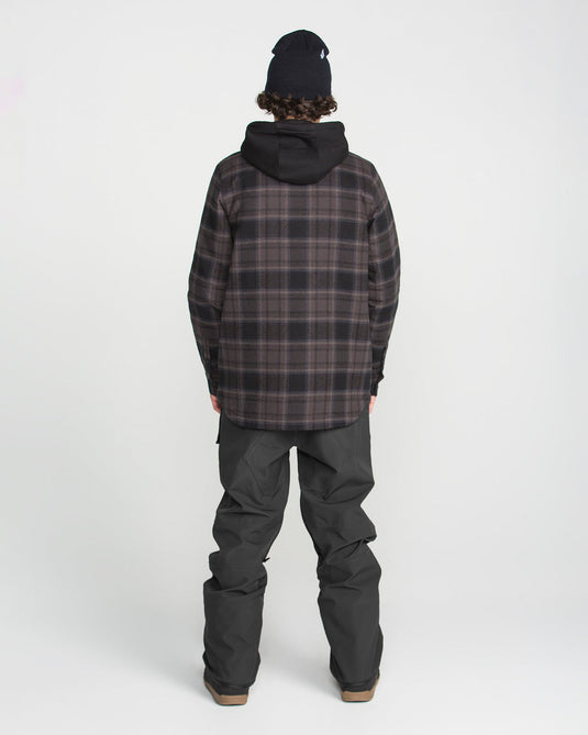 Volcom Men's Enson Insulated Riding Flannel Jacket Black G1652650-BLK
