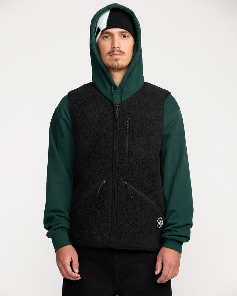 Load image into Gallery viewer, Volcom Men&#39;s Snowdrift Vest Fleece Black G1852600-BLK
