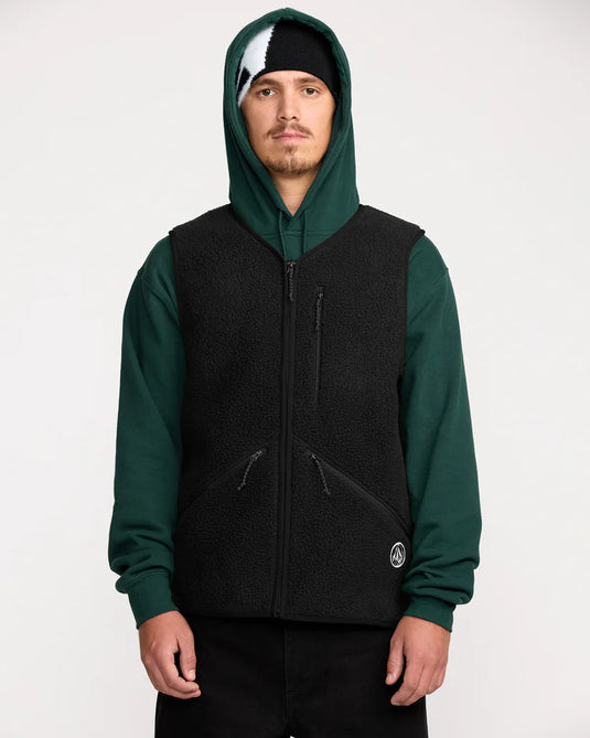 Volcom Men's Snowdrift Vest Fleece Black G1852600-BLK