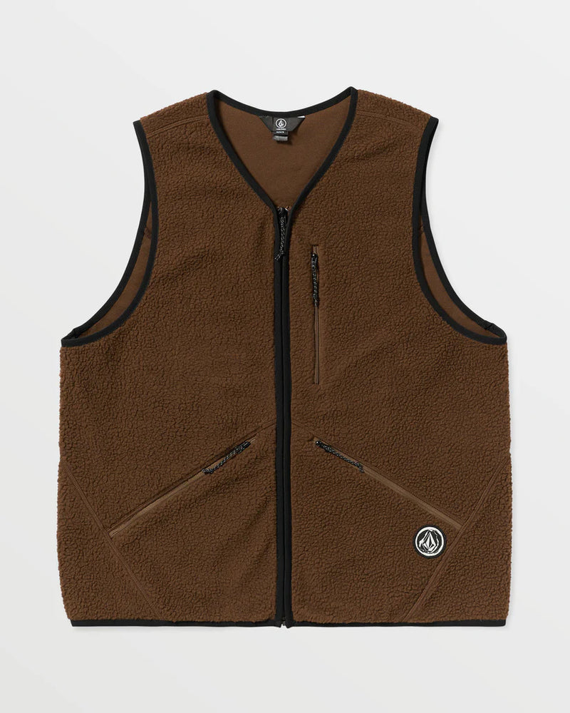 Load image into Gallery viewer, Volcom Men&#39;s Snowdrift Vest Fleece Brown G1852600-BRN

