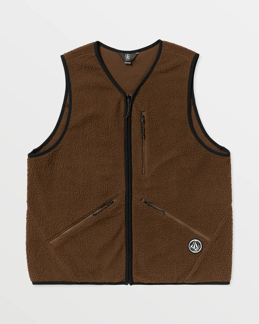 Volcom Men's Snowdrift Vest Fleece Brown G1852600-BRN