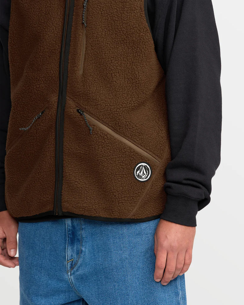 Load image into Gallery viewer, Volcom Men&#39;s Snowdrift Vest Fleece Brown G1852600-BRN
