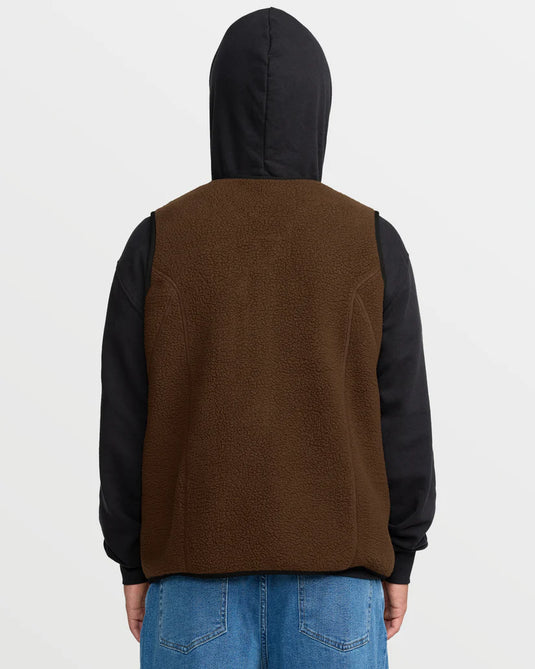 Volcom Men's Snowdrift Vest Fleece Brown G1852600-BRN
