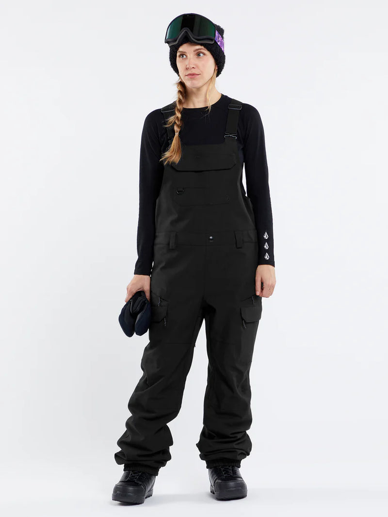 Load image into Gallery viewer, Volcom Women&#39;s Creston 3D Stretch Bib Overall Snow Pants Black H1252601-BLK
