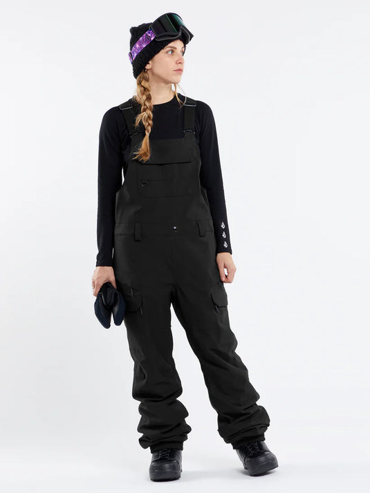 Volcom Women's Creston 3D Stretch Bib Overall Snow Pants Black H1252601-BLK