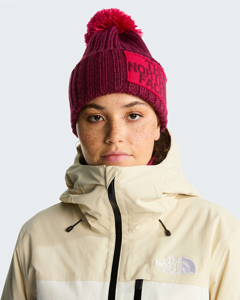 Load image into Gallery viewer, The North Face Women's Heritage Ski Tuke Beanie Burgundy Crush/Lali Guran NF0A7WJORGW

