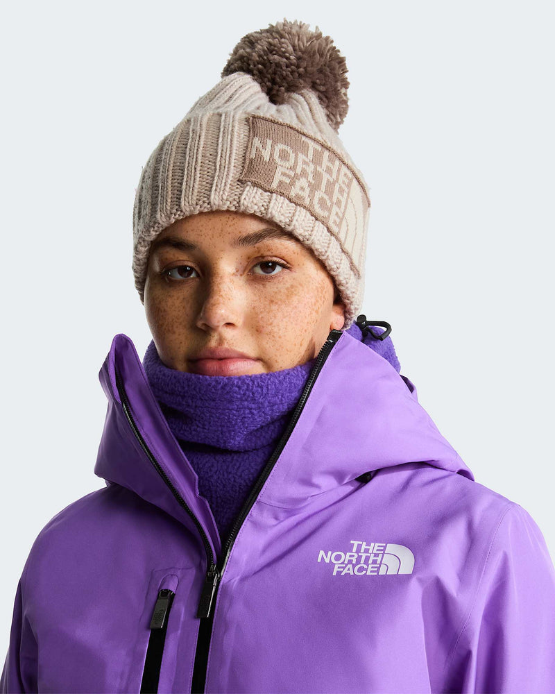 Load image into Gallery viewer, The North Face Women's Heritage Ski Tuke Beanie Timeless Taupe/Garnet NF0A7WJOSN4
