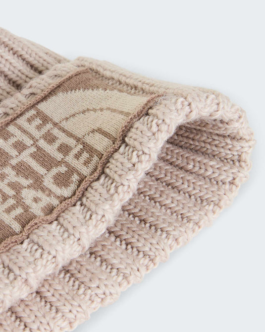 The North Face Women's Heritage Ski Tuke Beanie Timeless Taupe/Garnet NF0A7WJOSN4