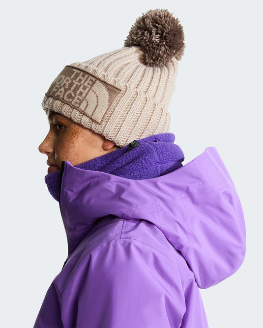 The North Face Women's Heritage Ski Tuke Beanie Timeless Taupe/Garnet NF0A7WJOSN4