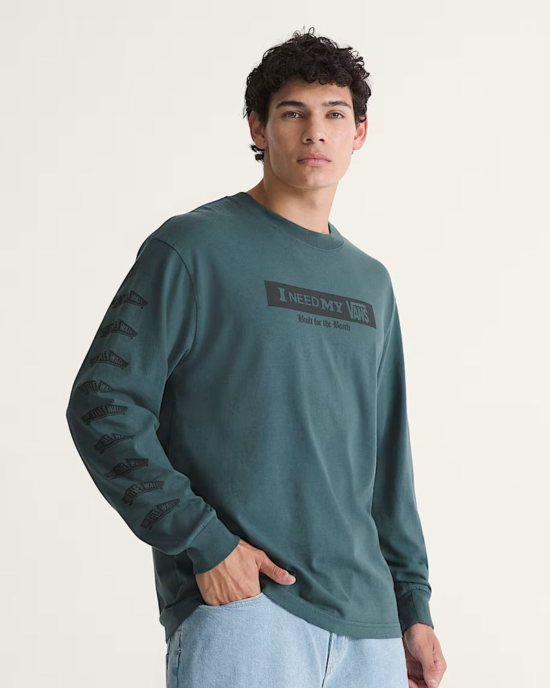 Load image into Gallery viewer, Vans Men's I Need My Long Sleeve T-Shirt Mossy Olive Green VN000SRDFRJ
