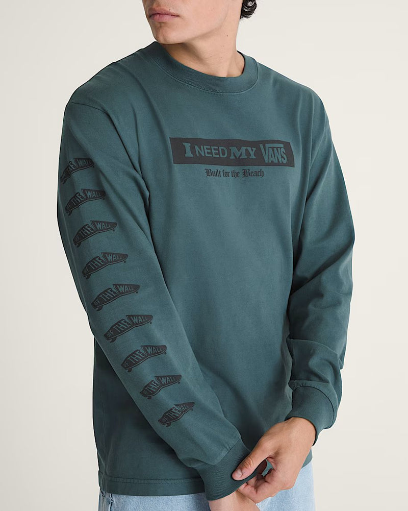 Load image into Gallery viewer, Vans Men's I Need My Long Sleeve T-Shirt Mossy Olive Green VN000SRDFRJ
