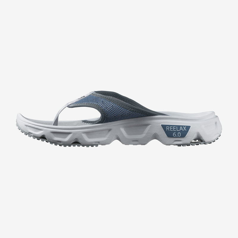 Load image into Gallery viewer, Salomon Men&#39;s Reelax Break 6.0 Flip Flops Blue Ashes/White/Pearl Blue 471111
