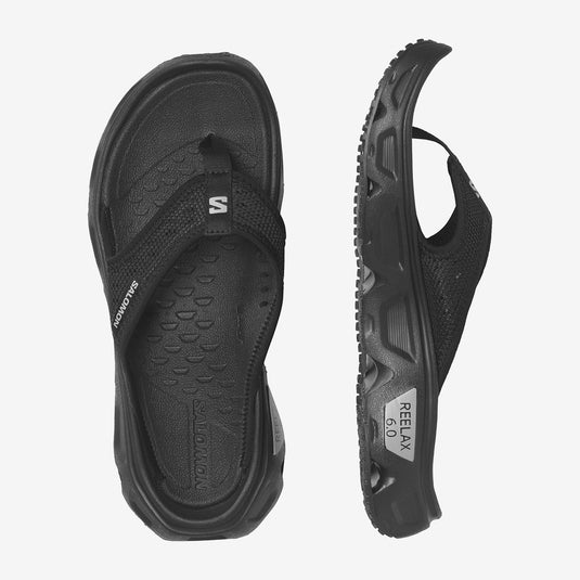 Salomon Men's Reelax Break 6.0 Flip Flops Black/Black/Alloy 471108